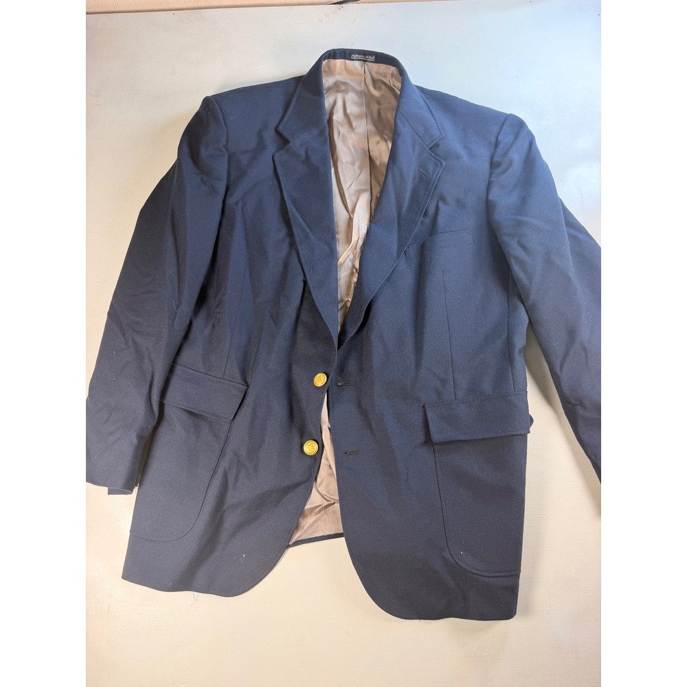 Tailored Navy Blue Blazer Women XL Navy Excellent Gold Crest Buttons USA‎ Made